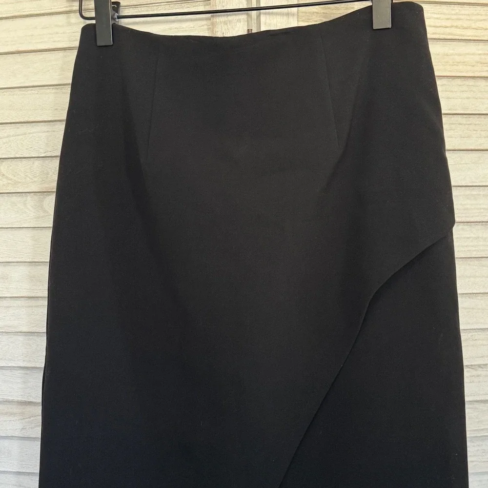 Alice‎ Olivia Pencil Skirt Black Wrap Front Midi Knee Length Business Office 4